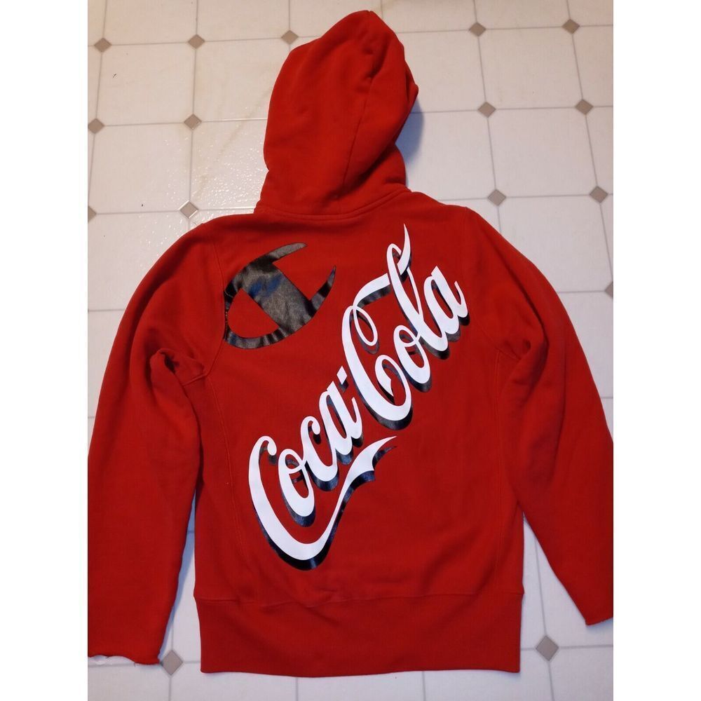 Champion Reverse Weave Hoodie Coca-Cola Men's Size XS Red Big Logo Vintage Retro